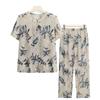 Grandma's Summer Short Sleeve Two-Piece Suit - Ice Silk Casual Wear for Middle-Aged and Elderly Women