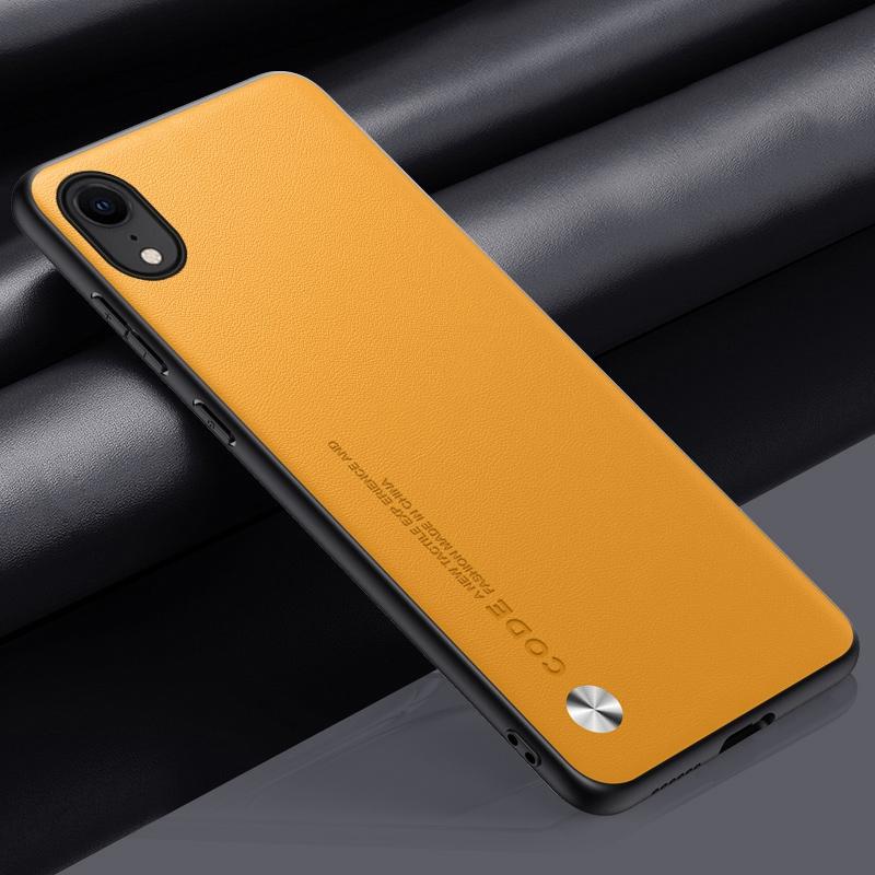 Lyxigt PU-läderfodral för iPhone XR Baksida Matt TPU Silikon Stötsäkert Fullständigt Skydd Telefonfodral för iPhoneXR Coque