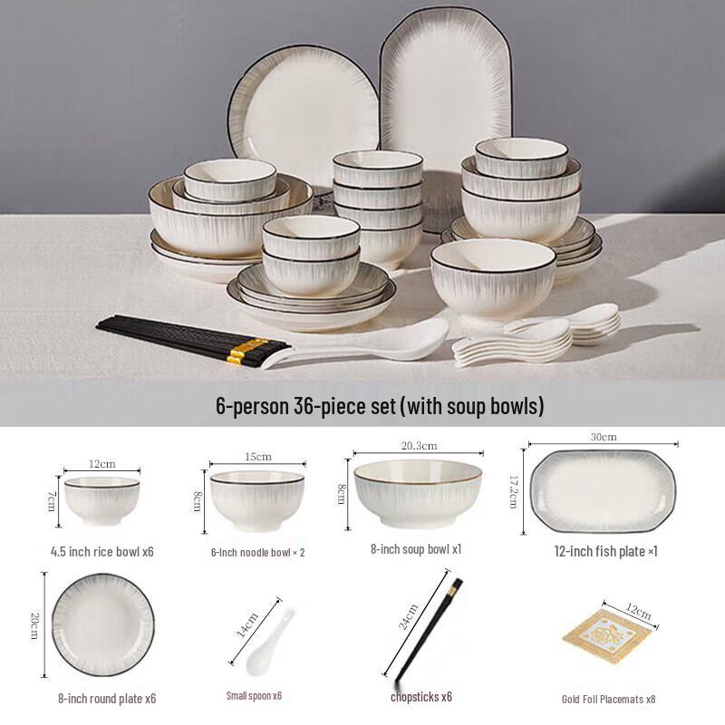Jiaao Japanese Style 36-Piece Ceramic Dinnerware Set