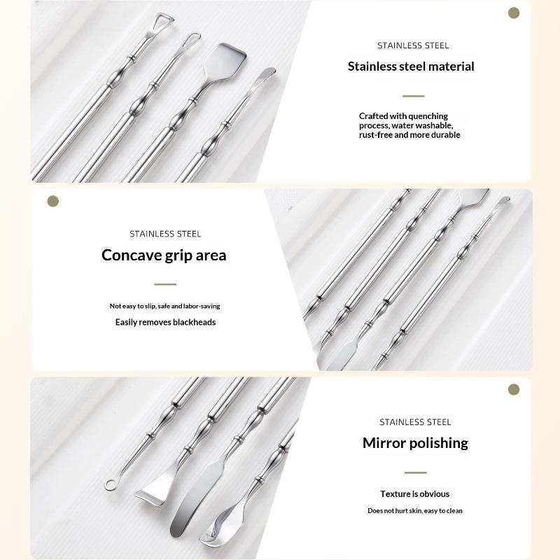 Rust Proof Stainless Steel Double Head Blackhead Remover Scraper Blemish Extractor for Long Lasting Skincare Use
