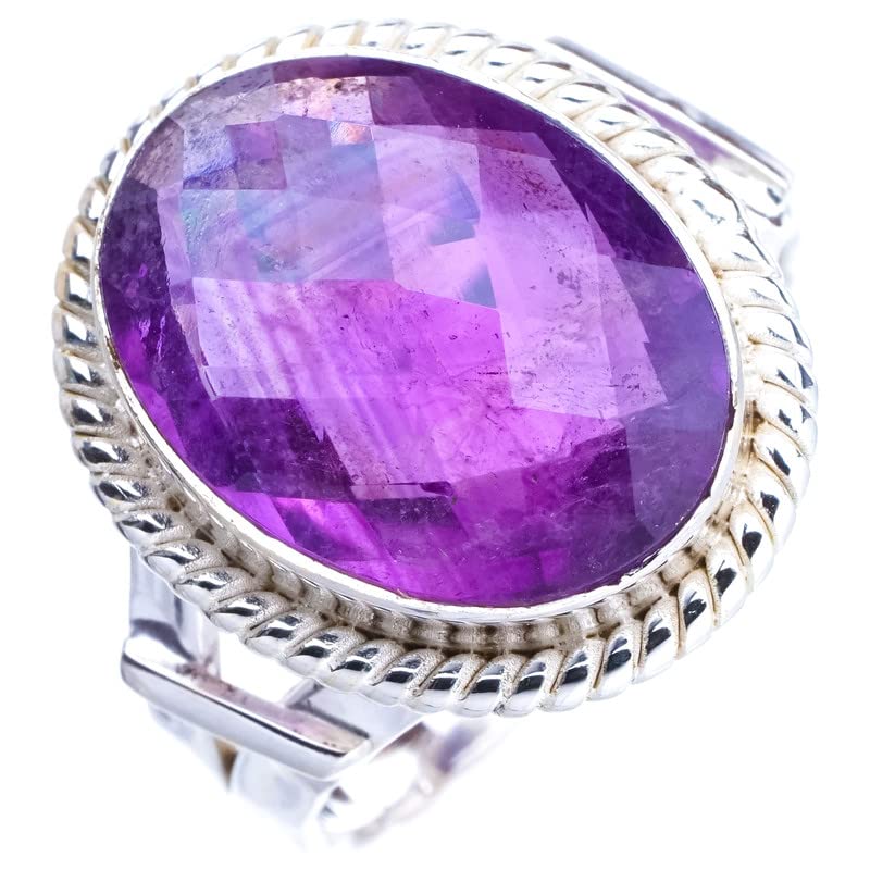 

StarGems Natural Amethyst Handmade 925 Sterling Silver Ring 8 E9274