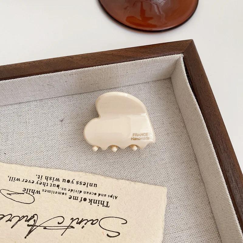 3.5cm Small Hairclaw Acetate Hair Crabs for Girls Cute Heart Shaped Hairclips for Women and Children Hair Accessories