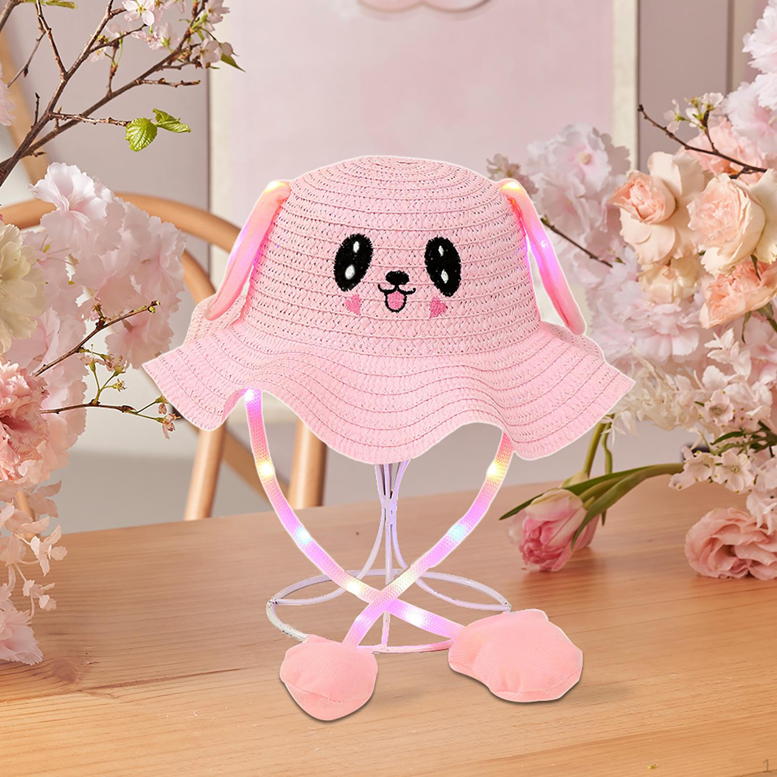 

Kids Bunny Hat Lighted Bucket Cap Fashion Sun for Outdoor Sports Vocation Pink