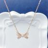 S925 Sterling Silver Bow Necklace with Rose Gold Electroplating - Korean Style, Elegant, Versatile for Women