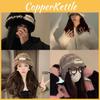 Fashionable Warm Knit Hat For Women Trendy Fluffy Beanie With Cute Patch Bear