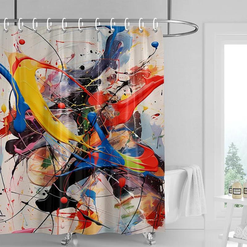 

Cosmic Symphony Shower Curtain - Abstract Black & White With Gold Accents, Waterproof With Grommets, Modern Art Bathroom Decor W60H190(CM)-1 Pcs