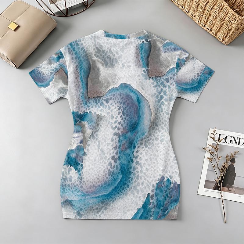 Women's Short Sleeve Mini Dress | Summer Vibes, Comfy Fabric, Fitted Silhouette, Unique Design, Versatile for Casual Outings
