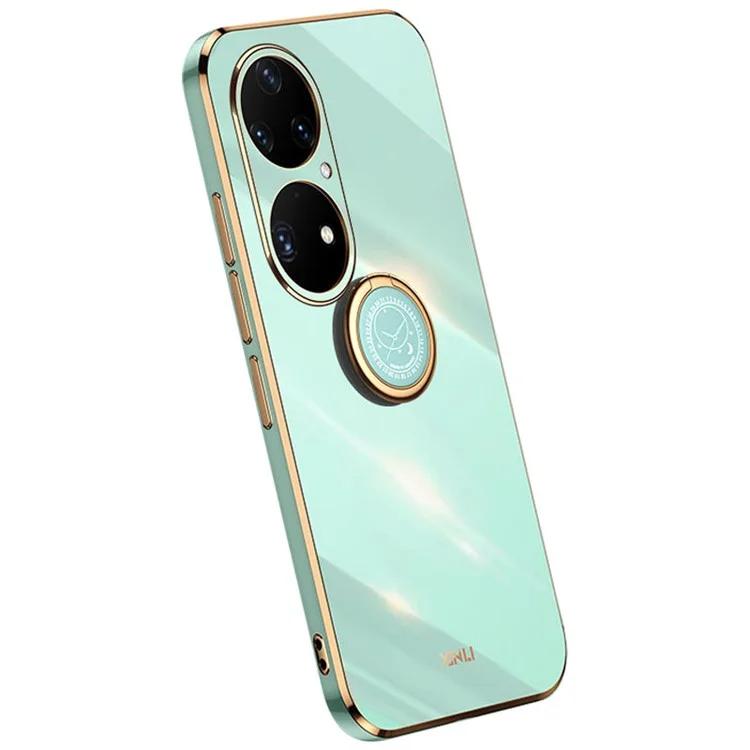 

Чехол для телефона XINLI с гальванической рамкой из ТПУ для Huawei P50 Pro 4G, кольцевая подставка, полный защитный чехол для камеры