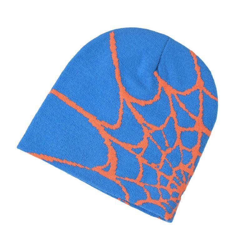 Spider Web Jacquard Knitted Beanie - Unisex Warm Winter Hat, Trendy European & American Style