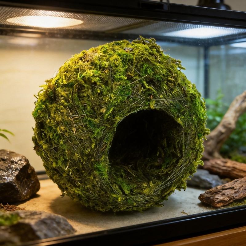 Moisturizing Reptiles Hideaway Cave Grass Woven Moss Shelter Rest Cave for Snake Lizards Terrariums Decoration