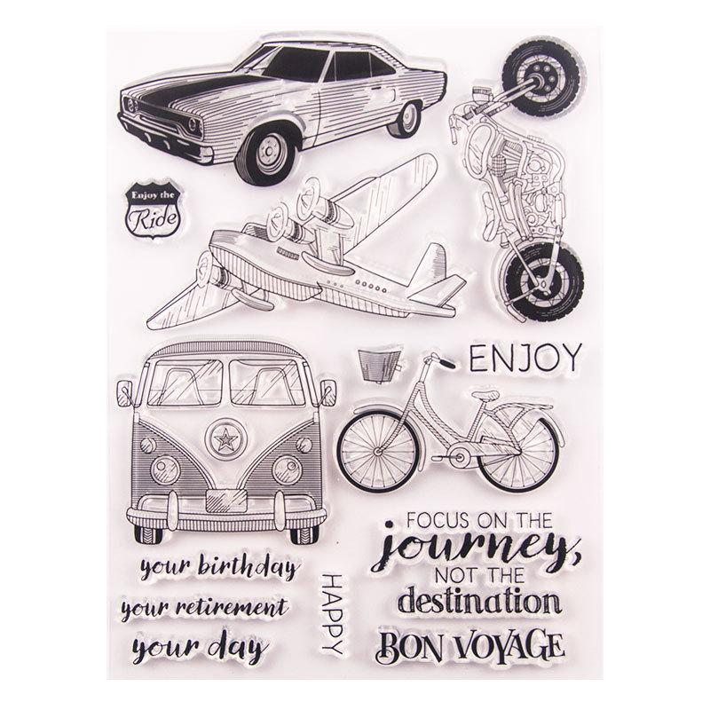 Bus Car Plane Transparent Silicone Clear Stamps for Seal DIY Scrapbooking Photo Album Decor Art Motorcycle Bike Ship Traffic