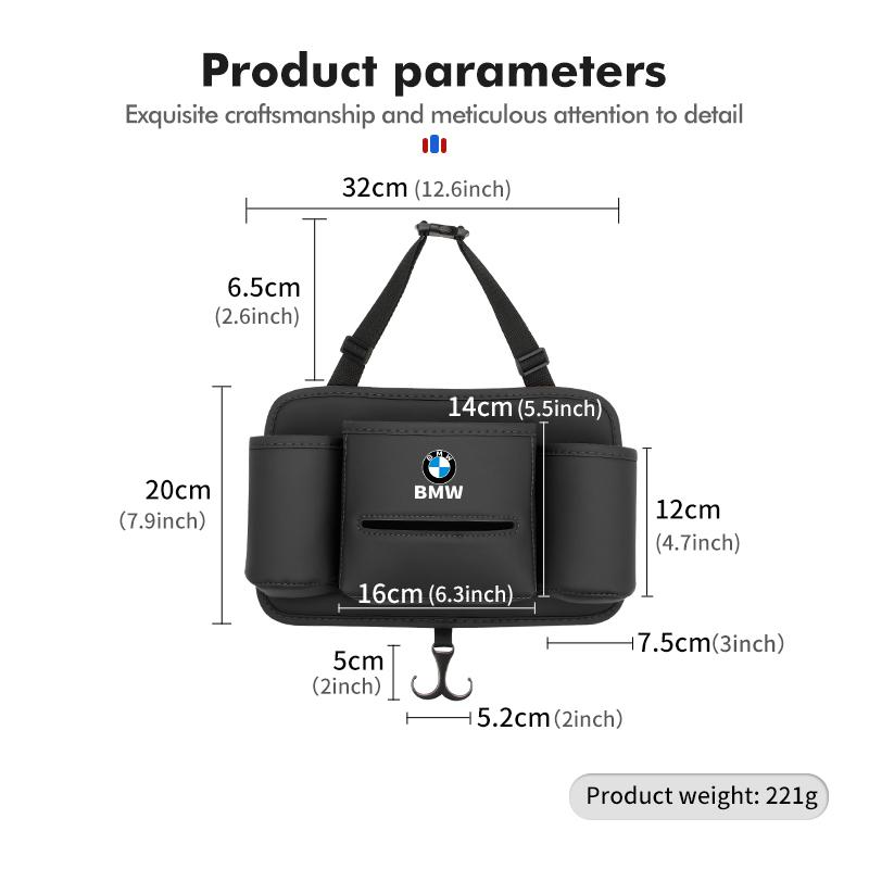 Leather Car Backseat Organizer Water Cup Holder Storage Bag For BMW X3 X5 M5 M3 E46 E90 E60 F10 E39 F30 E36 G30 E87 E70 Cyfp80