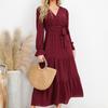 GMXIA Autumn and Winter New Solid Color Big Swing Casual Dress New Women's Long Skirt