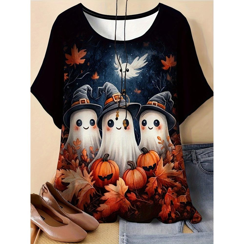 Summer Women’s Casual Fashion 3D Printed T-shirt Loose Breathable Plus-size Casual Sports Versatile Crew Neck Short-sleeve T-shirt S