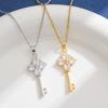 European Zircon Key Titanium Steel Necklace - Women's Light Luxury Gold Clavicle Chain, Versatile & Fashionable Jewelry.