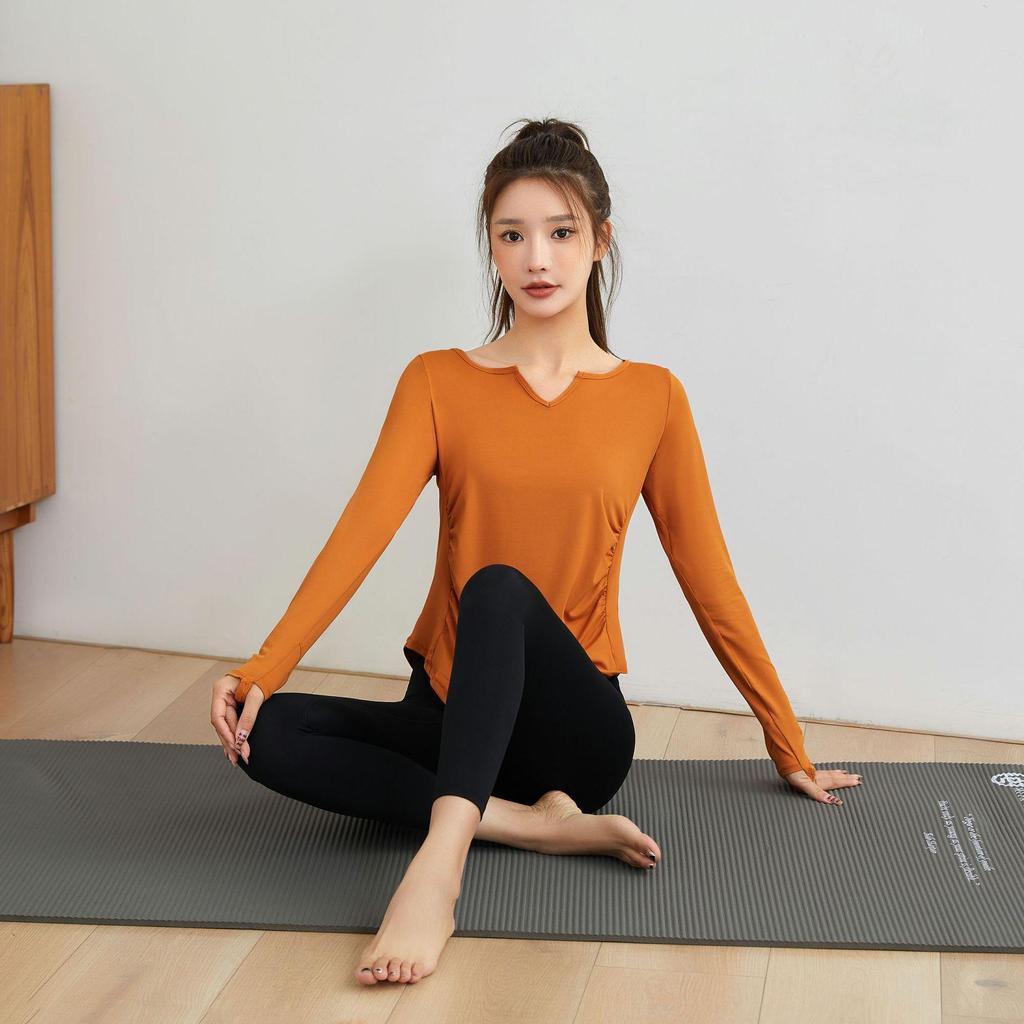 Damen Slim Fit Schnelltrocknendes Yoga-Top - Langärmliger Casual Überwurf für Herbst/Winter Fitness