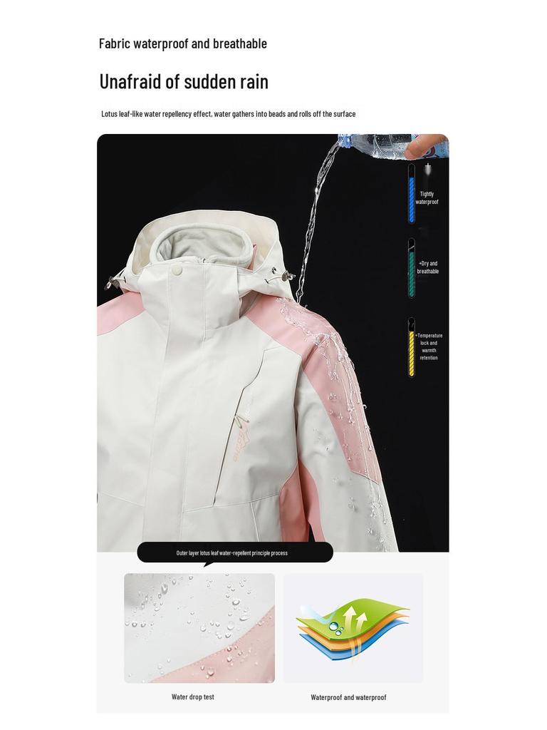 Unisex Three-in-One Waterproof Windproof Mink Fleece Hiking Jacket - Custom LG