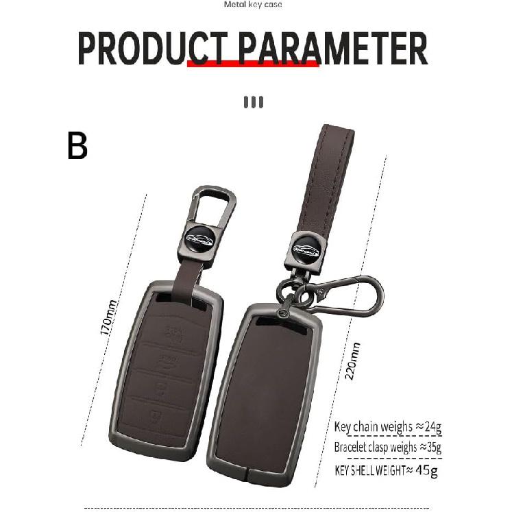 Leather Metal Shell Car Key Fob Cover Case Compatible With Genesis G70 2020