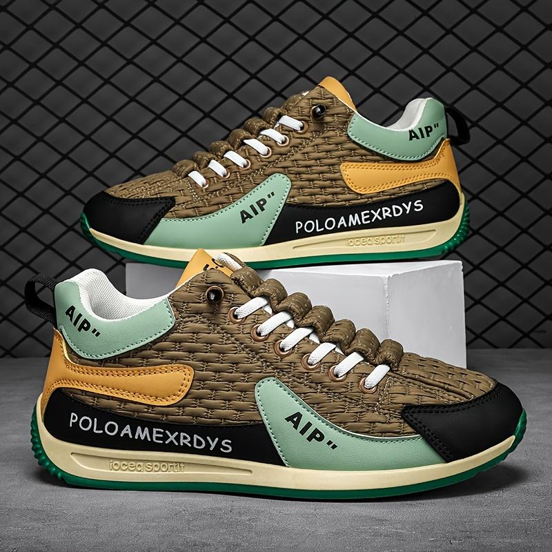 

Повседневные спортивные кроссовки, модный уличный стиль, геометрический узор, средняя высота, круглый носок, шнуровка, тканевая подкладка, стелька из ЭВА, ПВХ подошва, верх из ПУ 46