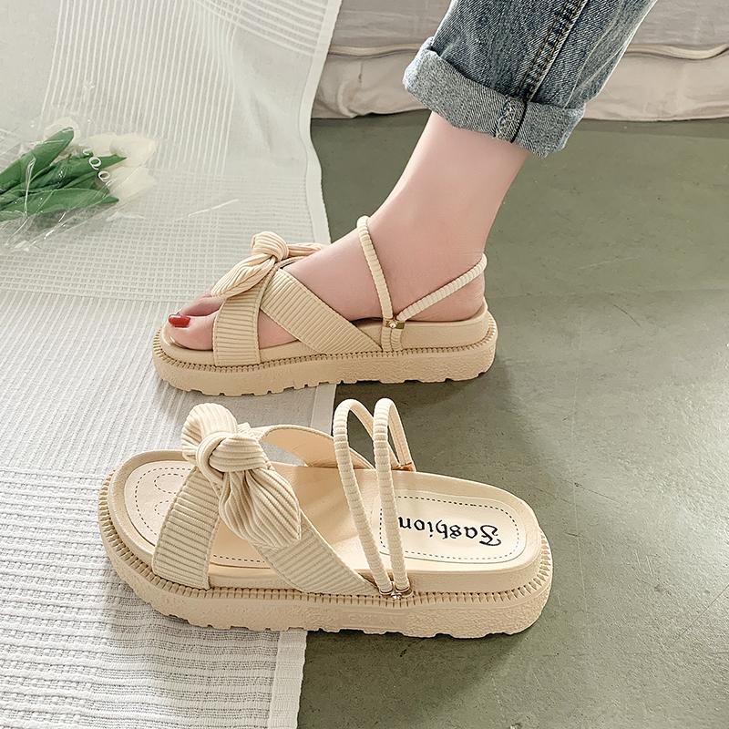 Fashion Women Sandalias Summer Fairy Style 2024 New Fashion Student Platform Roman Lady Sands Flat Shoes Cute Slippers