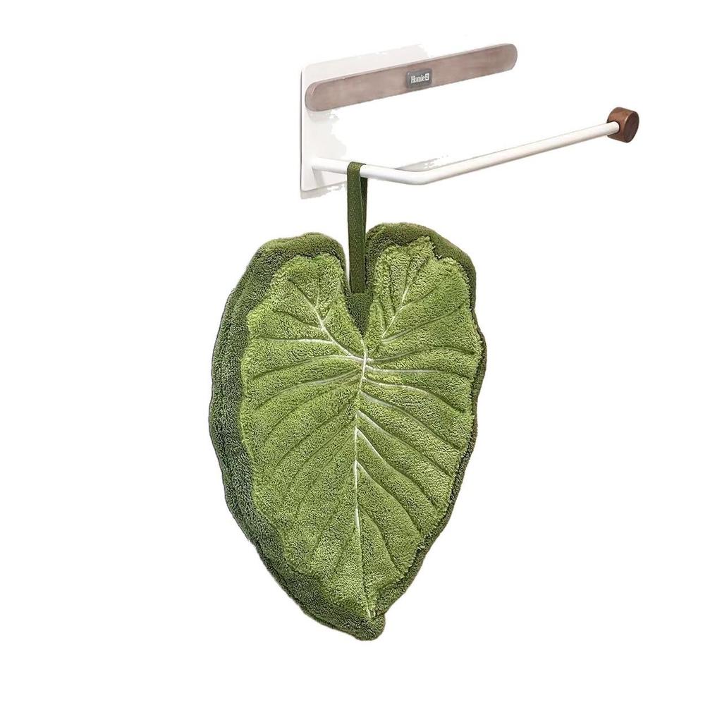 Monstera Leaf Wall-Mounted Hand Towel - Absorbent Coral Fleece for Bathroom & Kitchen