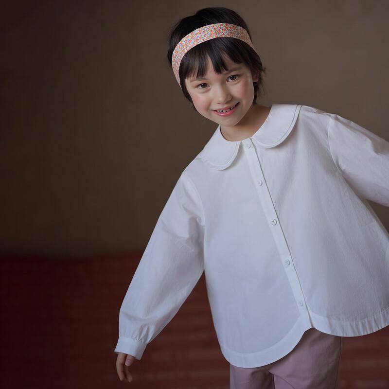 Hacikis Kids  Doll Collar Pure Cotton Long Sleeve Shirt 160