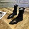 Damskie modne buty na niskim obcasie Jesień Nowe szpiczaste elastyczna tkanina oddychające i wygodne botki