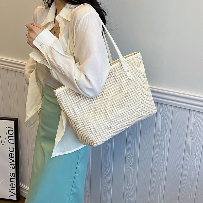 Large Capacity Popular Casual Bag New Style Korean Style Handbag Woven Simple Shoulder Bag Tote Bag