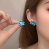 Blue Flower Stud Earrings: Elegant Seaside Vacation Style, Perfect for Summer