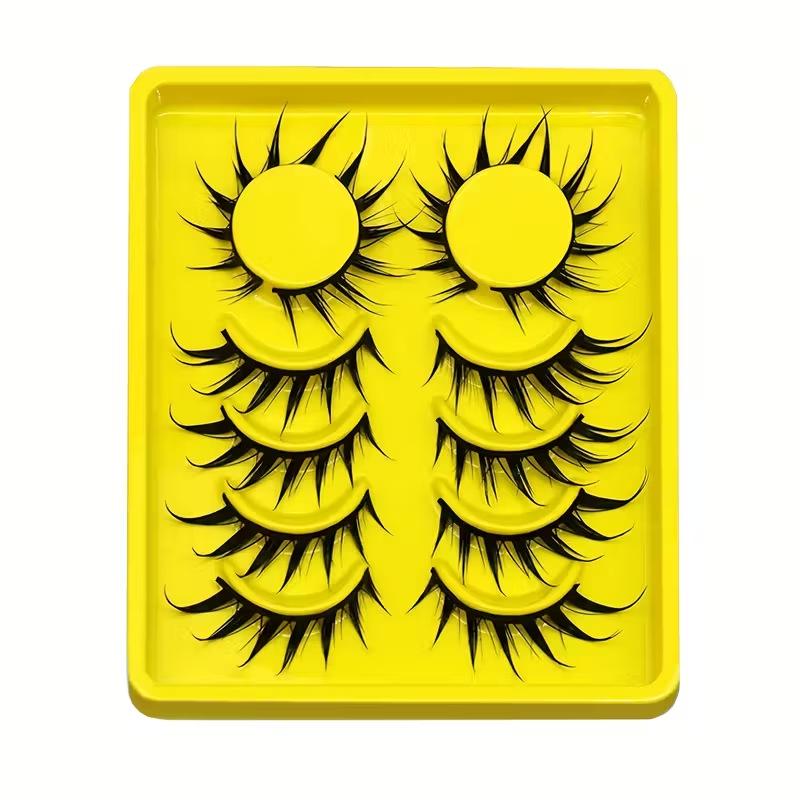 Manga Wet Tip Little Devil False Eyelashes - Black Stem, Dense Strip for a Natural, Photogenic Look