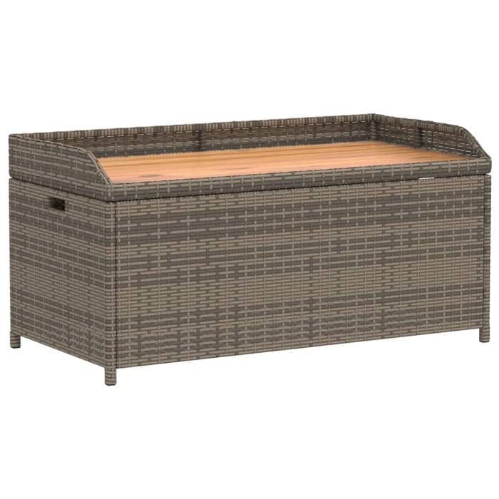 Banc de rangement - Gris - Résine tressée - Bois d'acacia - 2 personnes - Extérieur