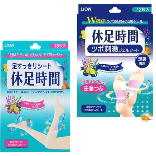 [Care for Both Calves and Soles] 18-sheet "Kyusoku Jikan" Foot Refreshing Sheet Set + 12-sheet "Kyusoku Jikan" Pressure Point Stimulation Gel Sheet Se