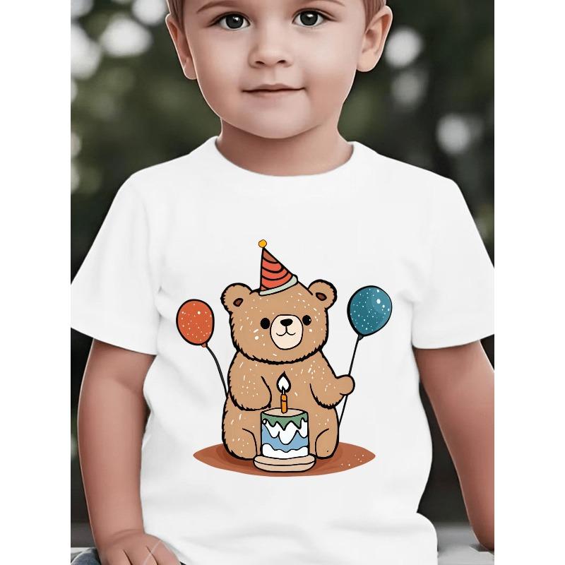 Boys Crewneck Short Sleeve T-Shirt, Cartoon Print Casual Top for Spring Summer Autumn 110