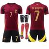 Camisa de futebol oficial da Bélgica para a Eurocopa de 2024 Nº. 7 De Bruyne 10 Lukaku 25 conjunto de camisas multi-biblioteca
