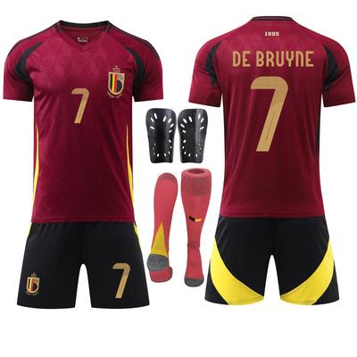2024 European Cup Belgium Home Football Jersey No. 7 De Bruyne 10 Lukaku 25 Multi-library Jersey Set