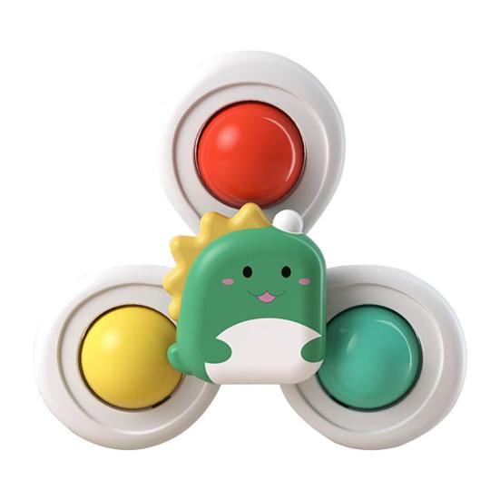 3Pcs/Set Baby Spinner Toy with Suction Cup Mushroom Lion Dinosaur Educational Table Bath Infant Spinning Fidget Toy Toddler Gift