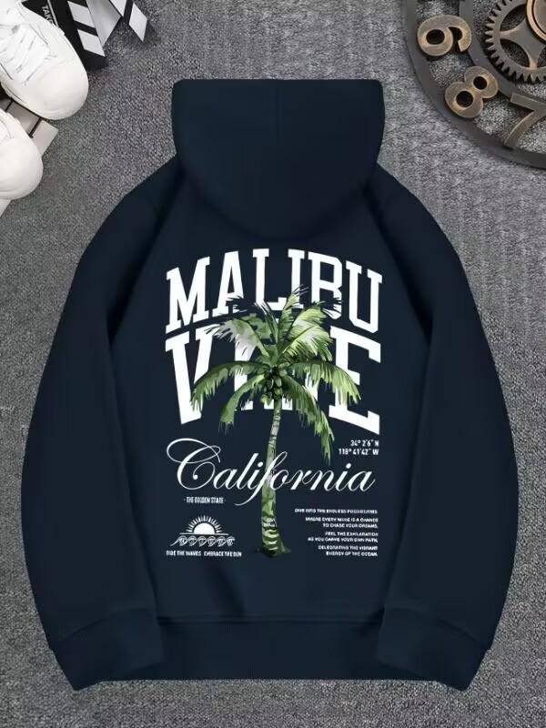 Men's Coconut Tree Print Hooded Sweatshirt
