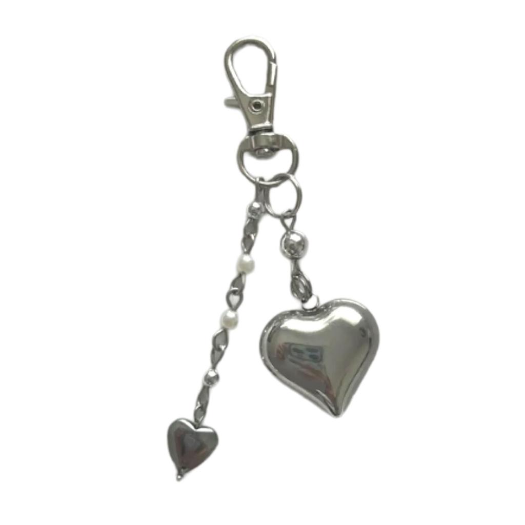 Silver Love Heart Purse Pendant Versatile Silver Heart Bag Accessory Elegant Heart Pendant Bag Hanging Adornment