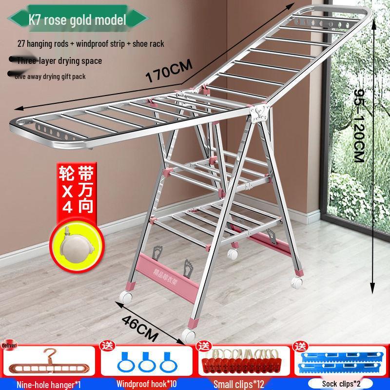 Foldable Stainless Steel Clothes Rack for Indoor/Outdoor Use