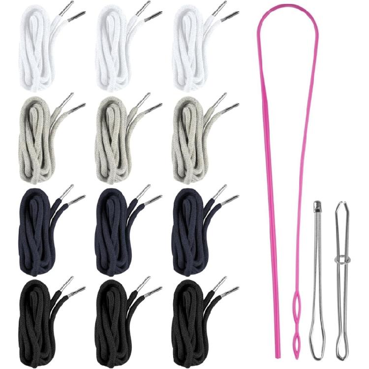 

12pcs Replacement Drawcords With Threading Tool For Sweatpants Hoodies Jackets Coat Garment Drawstring Rope Repairment 1