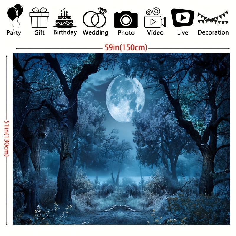 The Magic Forest Night Sky and Moon Tree Background Is Suitable for Adult Portraits Party and Event Photography Backgrounds