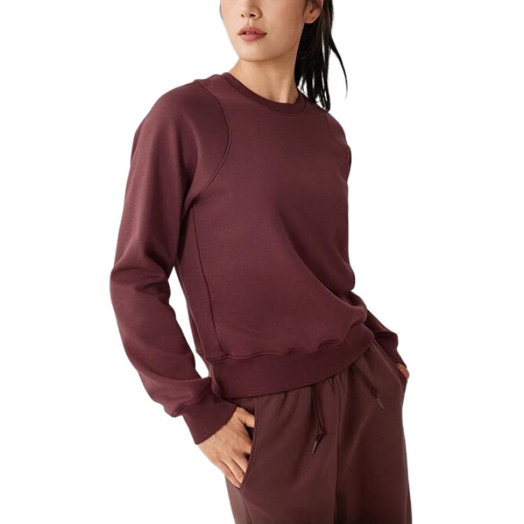 Skechers Solid Color Versatile Warm Casual Long Sleeve Sweatshirt Women tops P425W075-05Y9