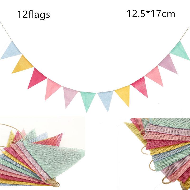 Colorful Imitation Linen Pennant for Birthday, Party, Christmas, Wedding Decor