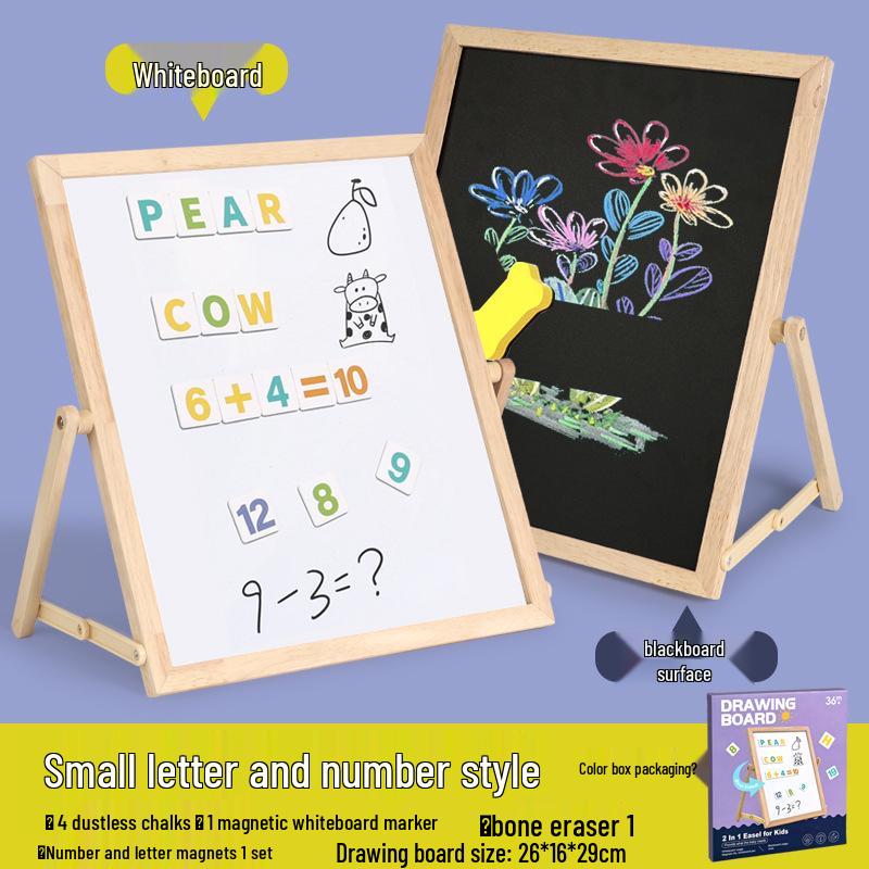 

Children s Double-Sided Magnetic Wooden Easel and Erasable Drawing Board