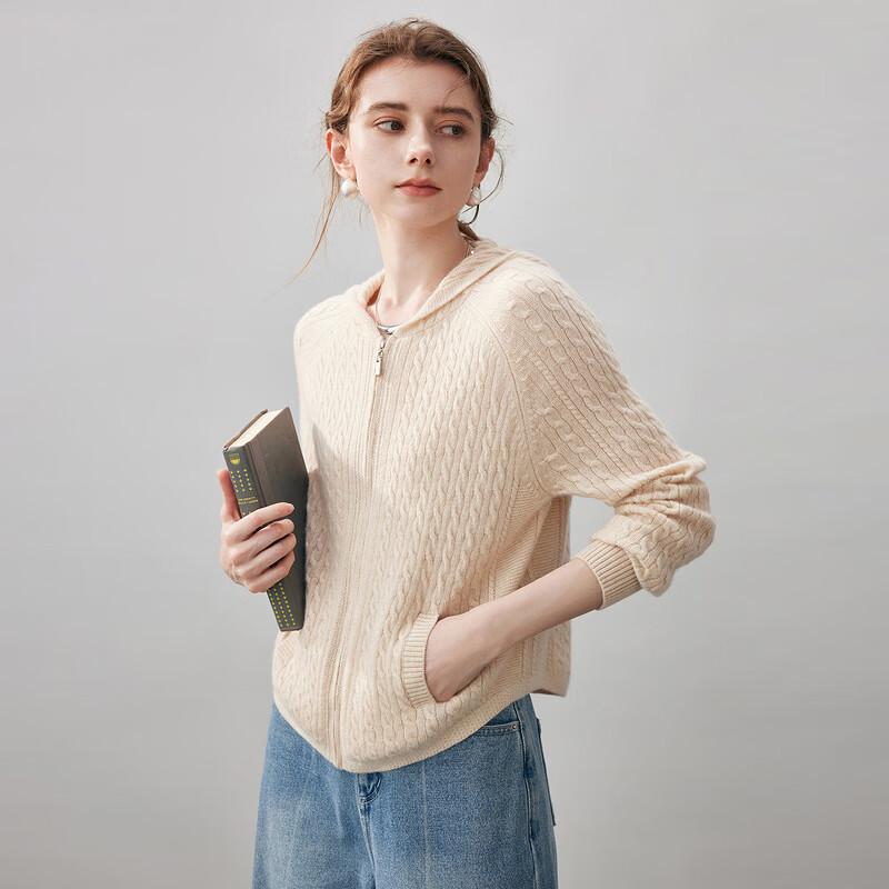 

Женский кардиган с капюшоном, утолщенный, из кашемира, с кабельным узором XL