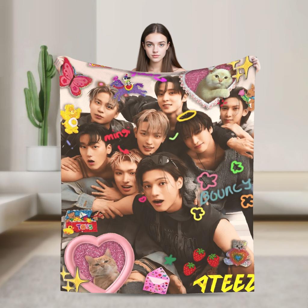 Weiche Decken Dekorative Mingi Ateez Coole Überwurfdecke Flanell Bettdecke Für Sofa Bett Decke Mit Aufdruck Sofa Bettbezug