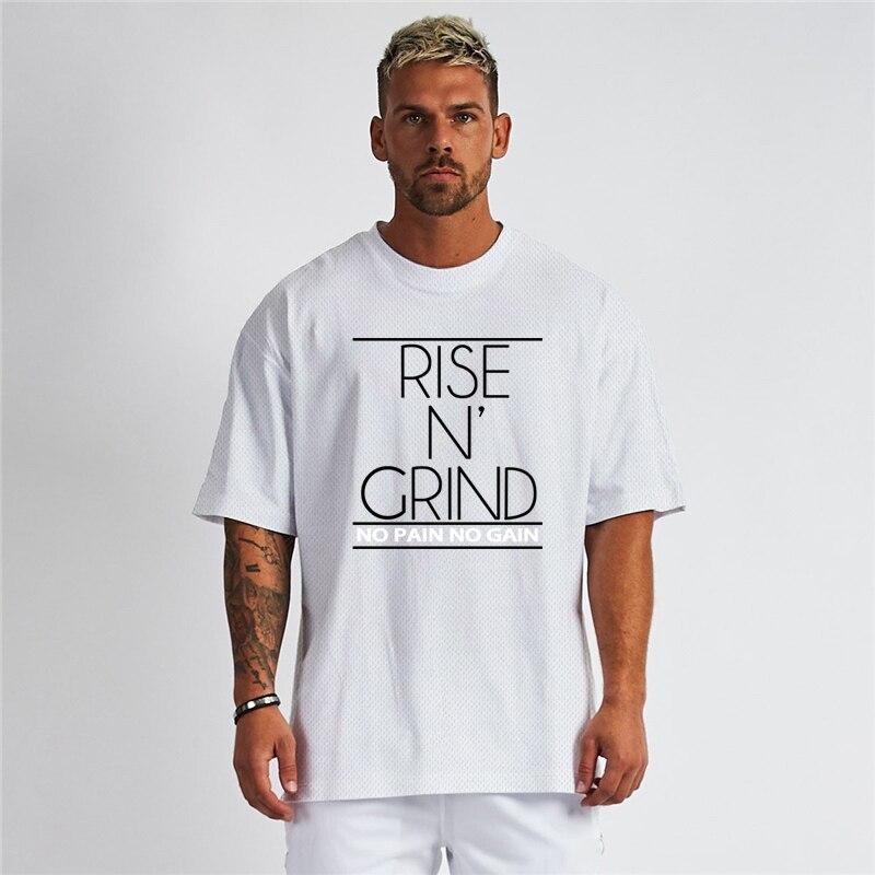 Muscleguys Herren Fitness Sport Kurzarm Outdoor Laufen Locker Fünfviertelarm Atmungsaktives T-Shirt