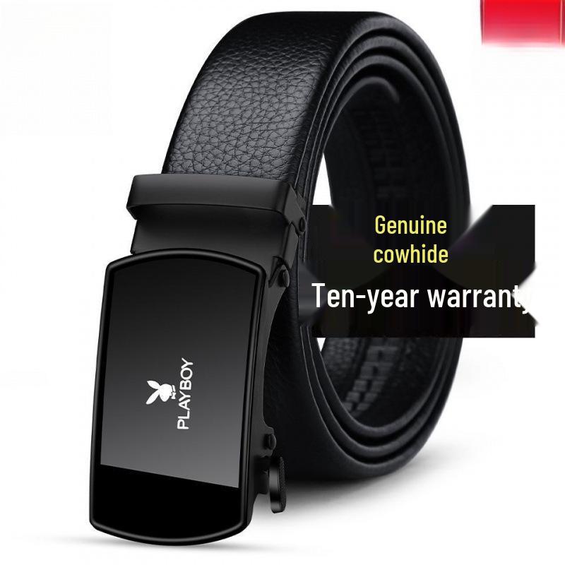 Playboy Men's Genuine Leather Automatic Buckle Belt - Business & Casual Fashion