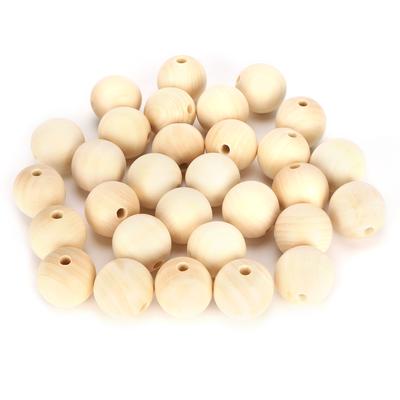 Lot de 30 perles rondes en bois perforées, accessoires de décoration pour bijoux, 40 mm