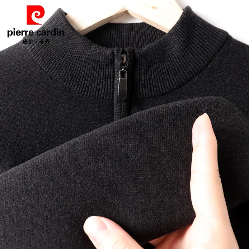 Pierre Cardin Men's 100% Wool Zipper Mock Neck Sweater